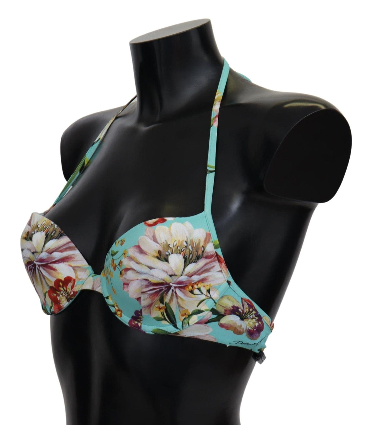 Top de bikini con estampado floral verde menta elegante de Dolce &amp; Gabbana