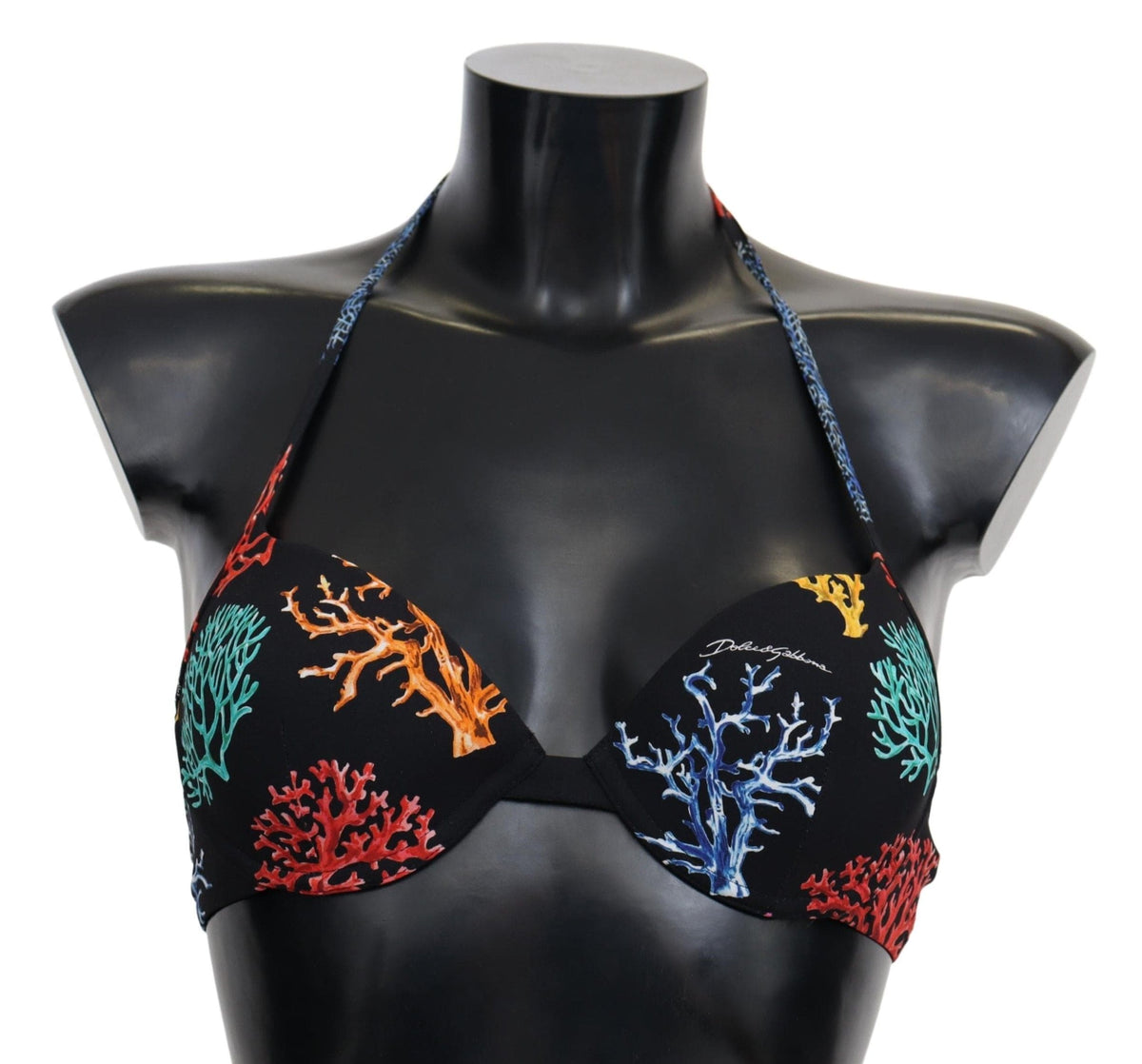 Haut de bikini imprimé corail noir chic Dolce &amp; Gabbana