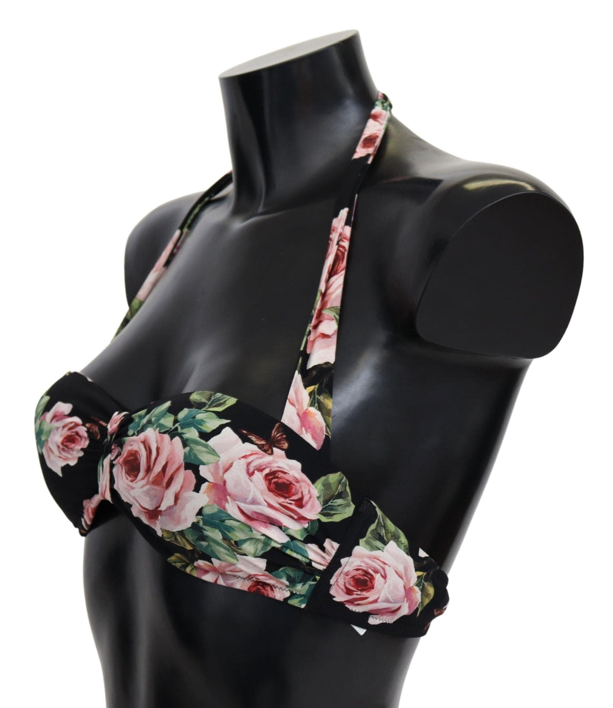 Haut de bikini noir élégant à imprimé floral Dolce &amp; Gabbana