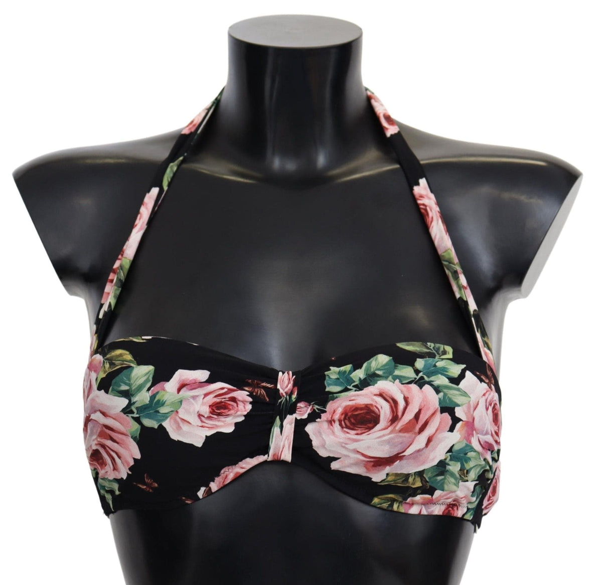 Haut de bikini noir élégant à imprimé floral Dolce &amp; Gabbana