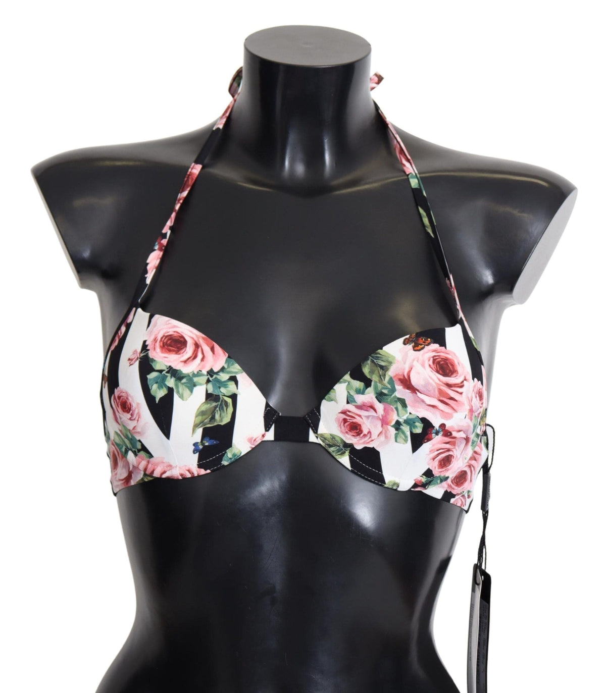 Top de bikini con estampado de rosas elegantes de Dolce &amp; Gabbana para días de playa elegantes