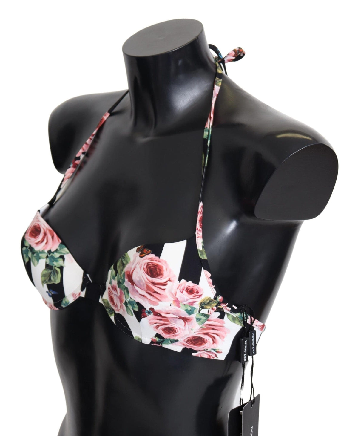 Top de bikini con estampado de rosas elegantes de Dolce &amp; Gabbana para días de playa elegantes