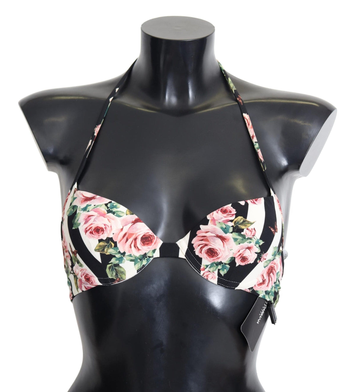 Top de bikini con estampado de rosas elegante de Dolce &amp; Gabbana