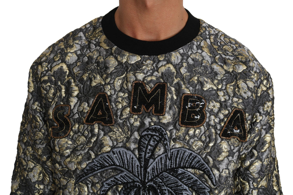 Pull ras du cou en jacquard à motif palmier Samba de Dolce &amp; Gabbana