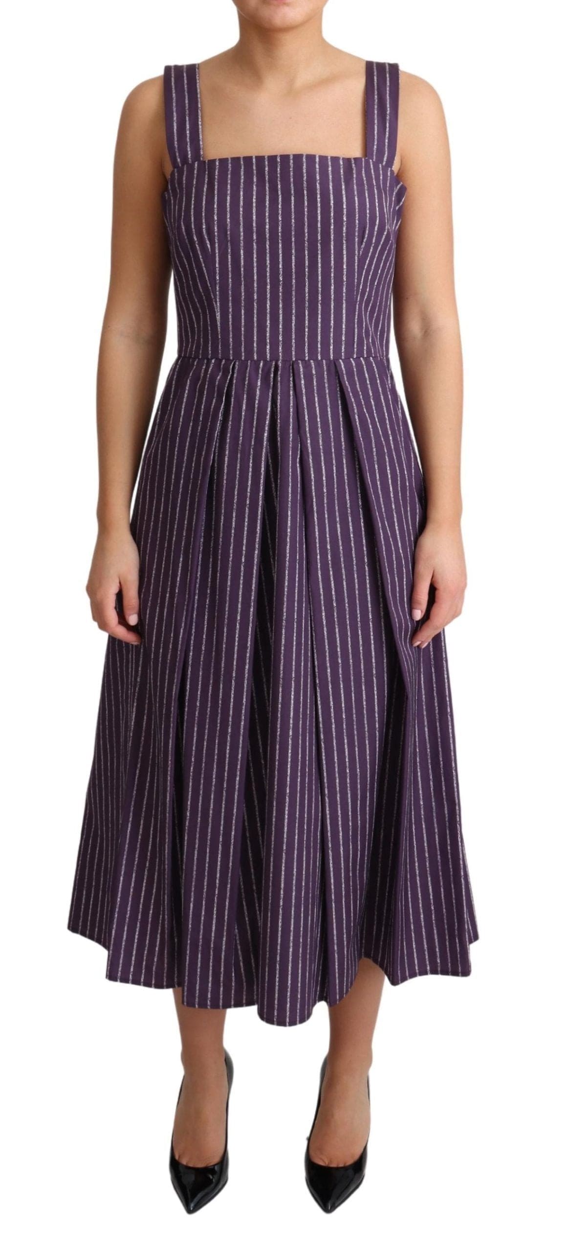 Robe trapèze violette élégante sans manches à rayures Dolce &amp; Gabbana