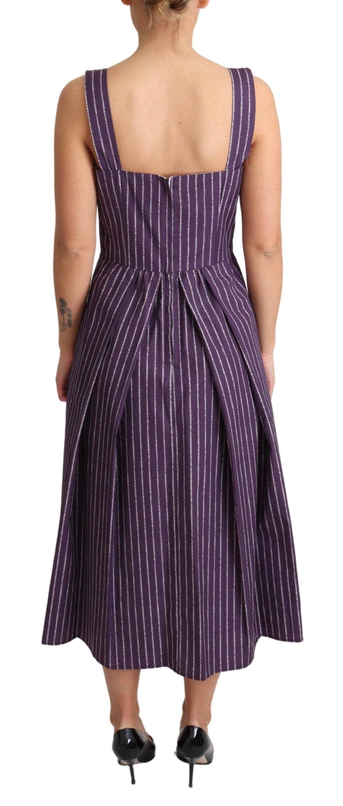 Robe trapèze violette élégante sans manches à rayures Dolce &amp; Gabbana