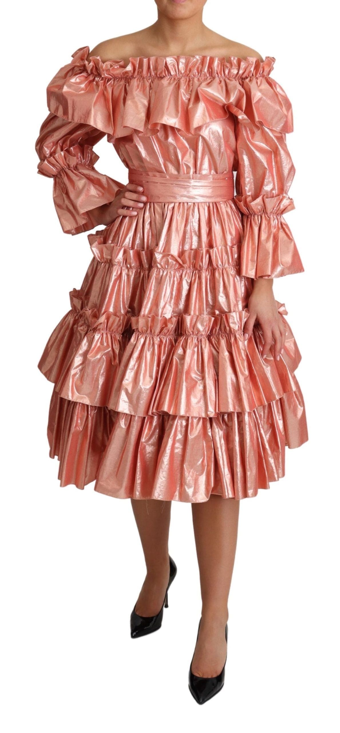 Robe à volants métallisée rose Dolce &amp; Gabbana Elegance