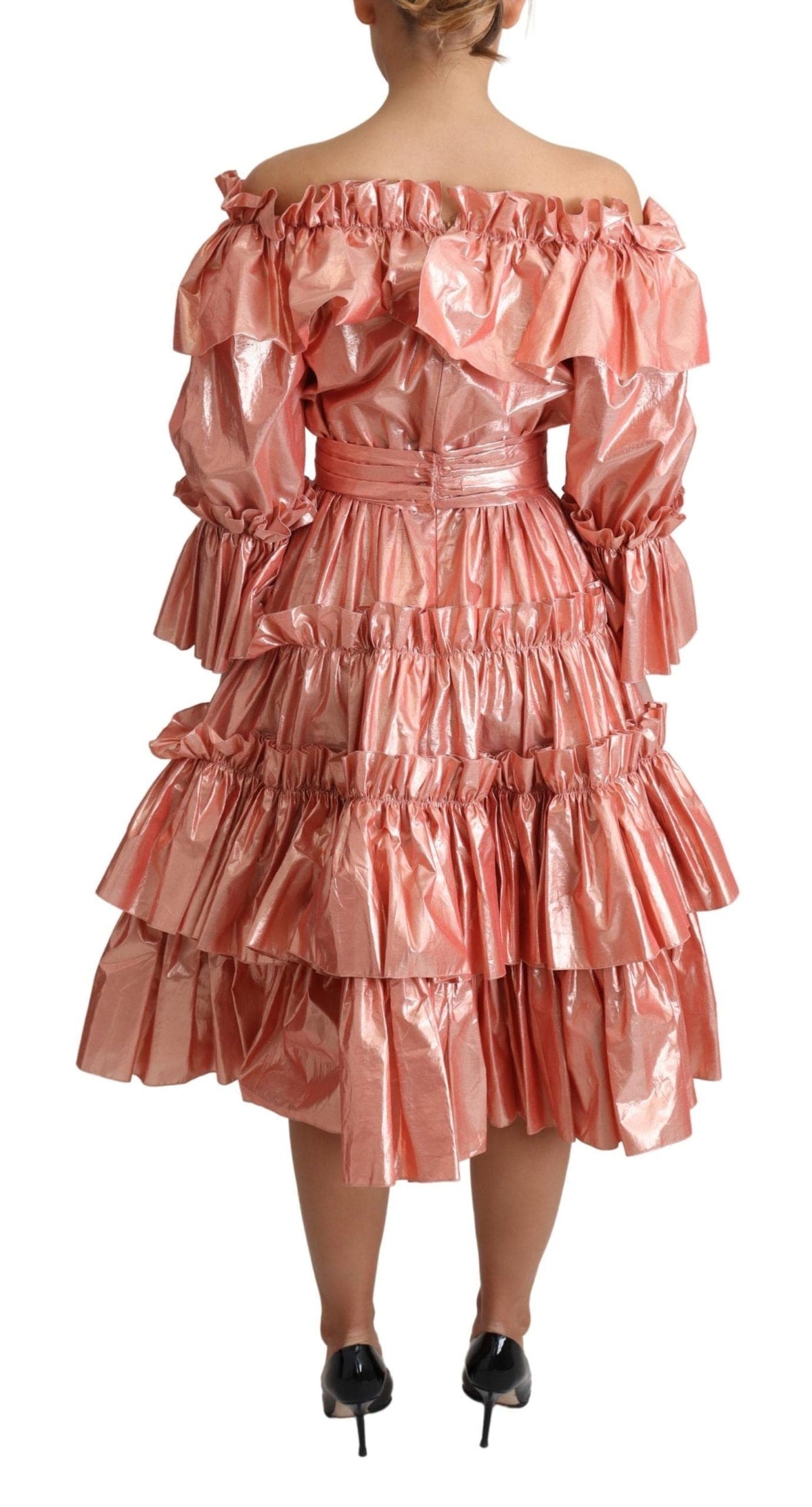 Robe à volants métallisée rose Dolce &amp; Gabbana Elegance