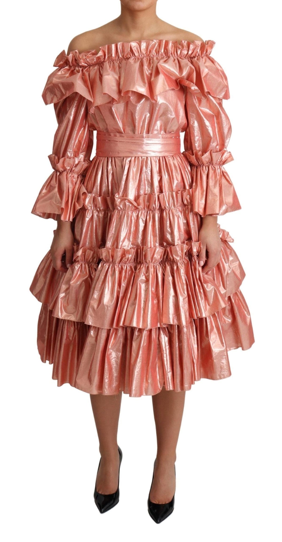 Robe à volants métallisée rose Dolce &amp; Gabbana Elegance