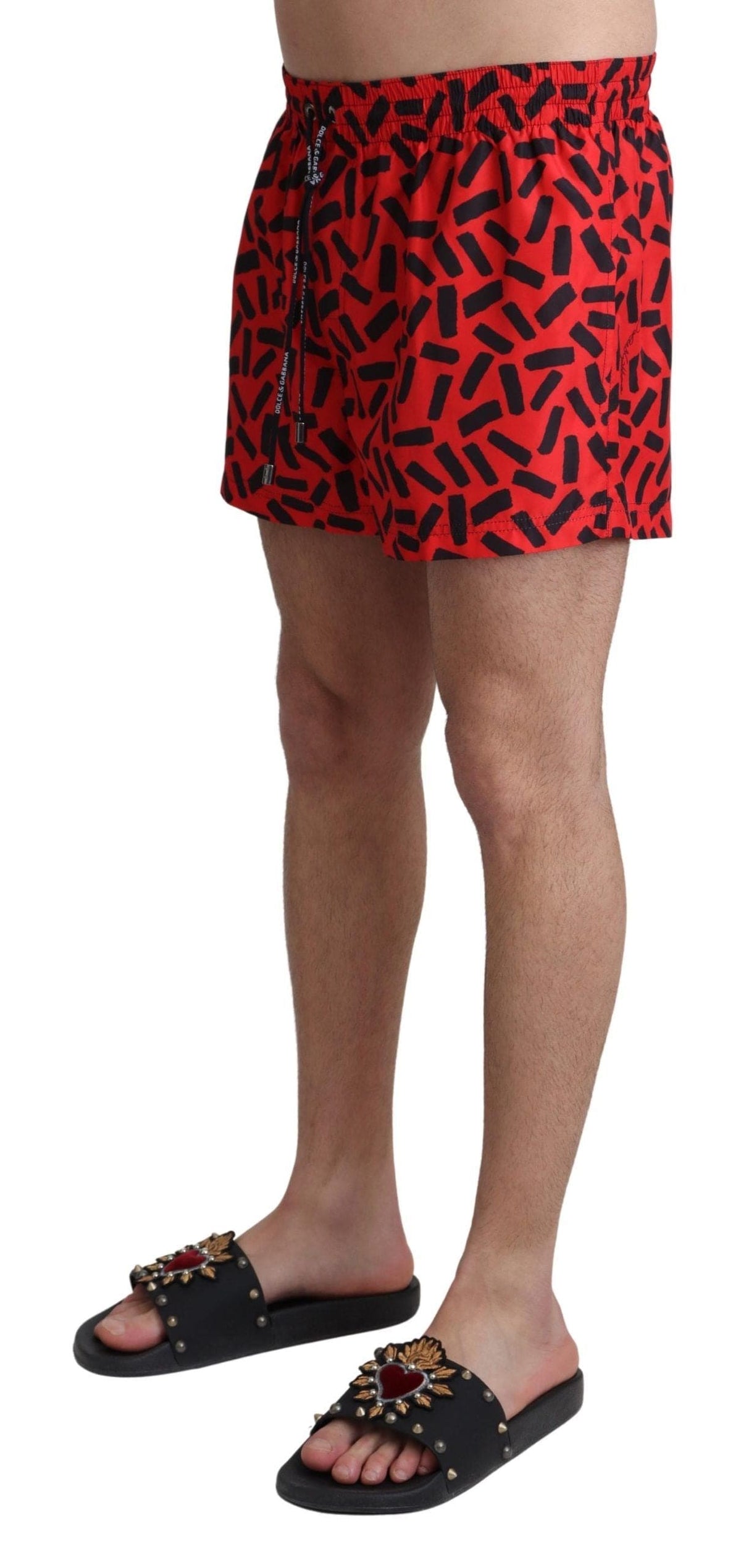 Dolce & Gabbana Radiant Red Drawstring Swim Trunks