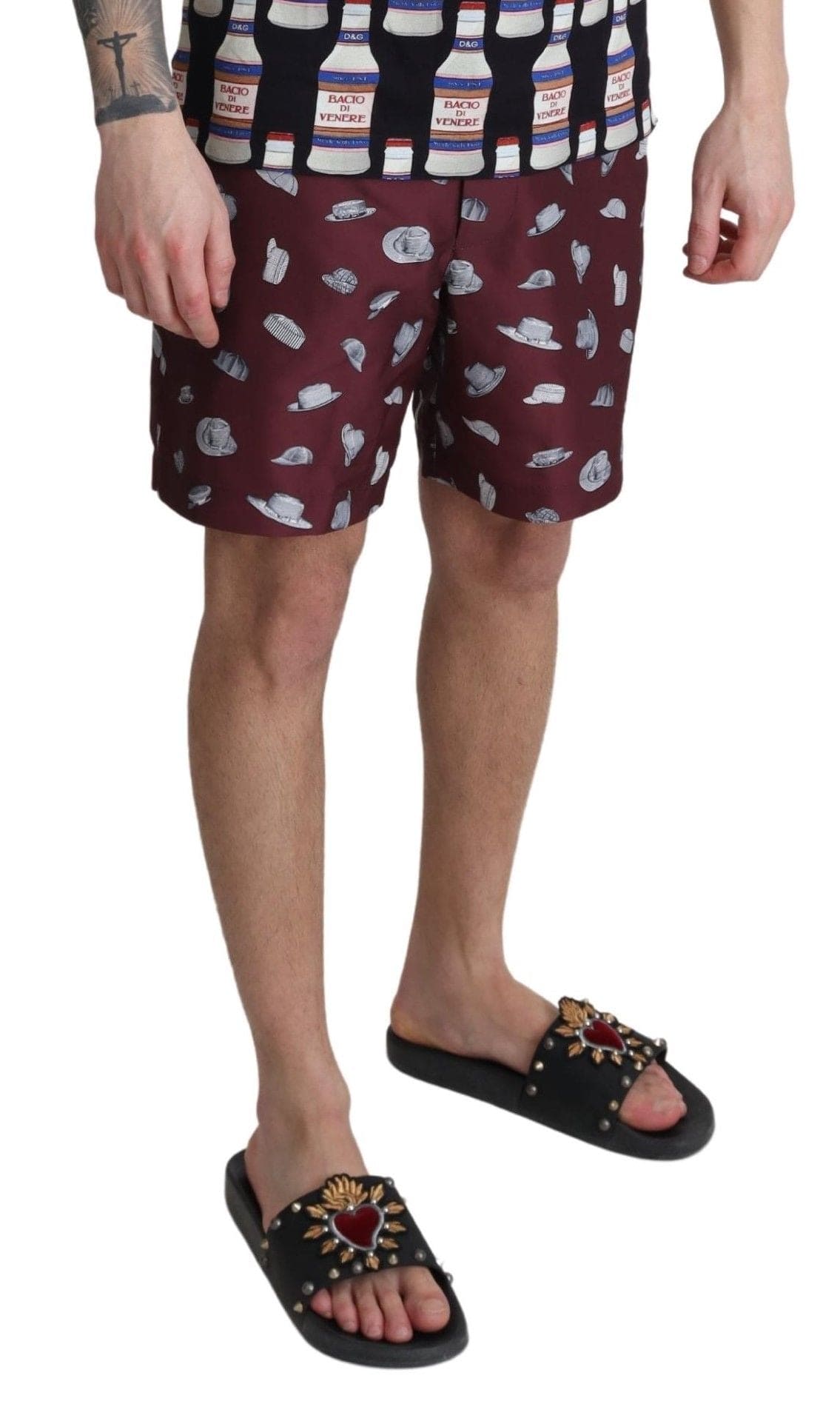 Dolce & Gabbana Elegant Maroon Swim Trunks