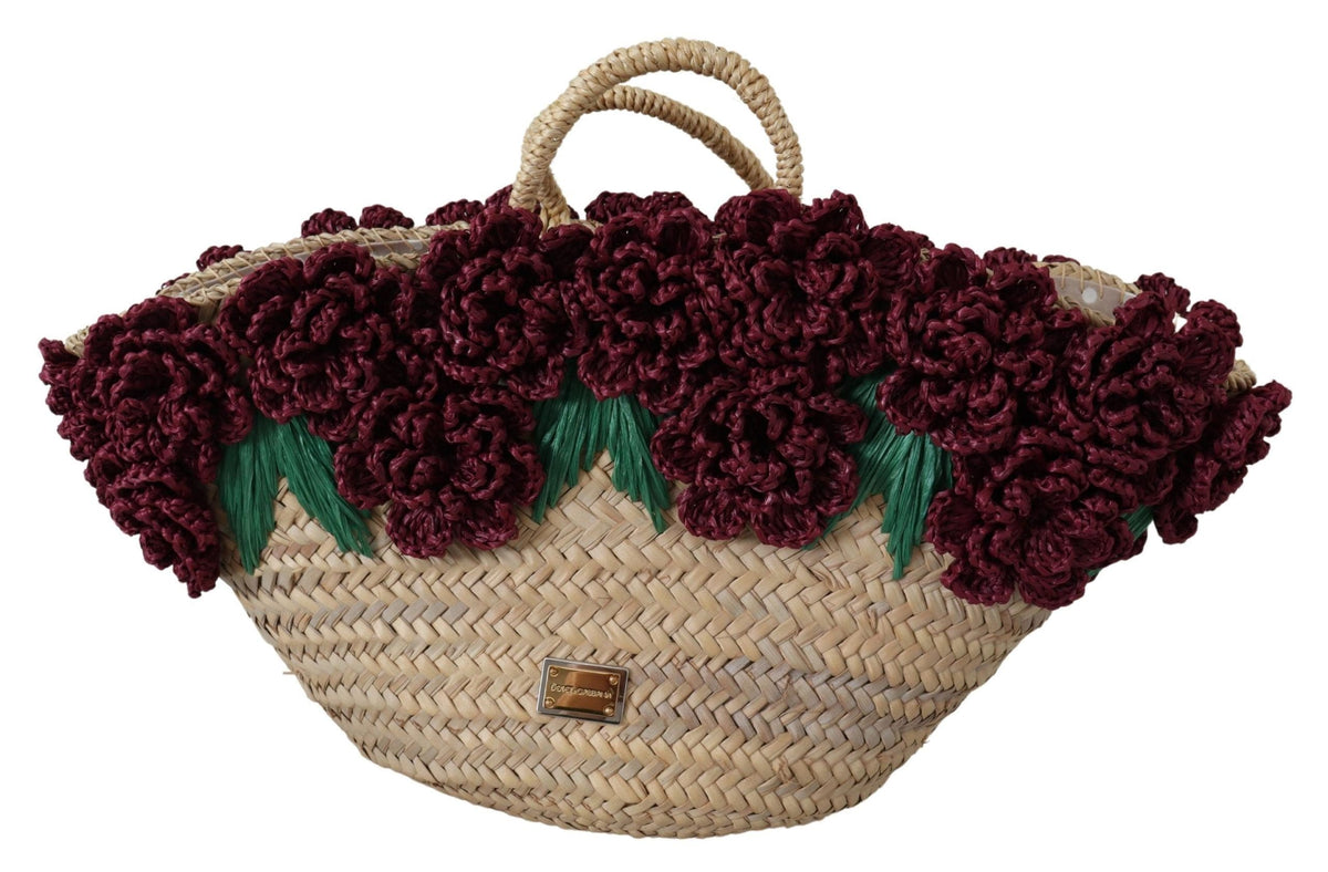 Sac fourre-tout en paille à fleurs chic Dolce &amp; Gabbana Elegance