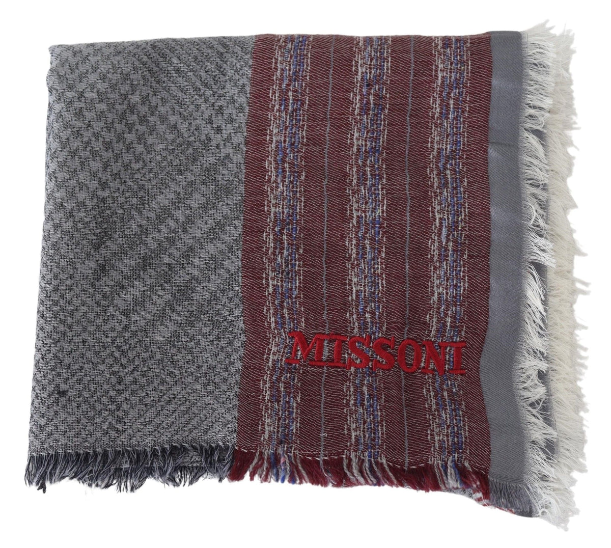 Écharpe élégante en laine à rayures et logo Missoni