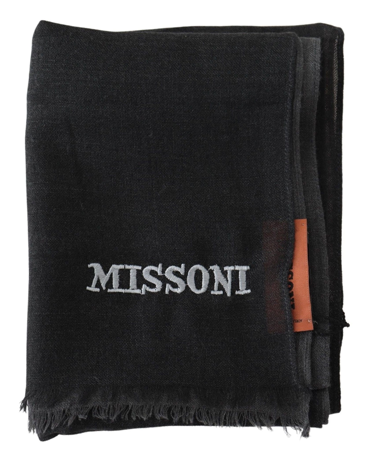 Écharpe élégante en laine noire Missoni avec logo brodé