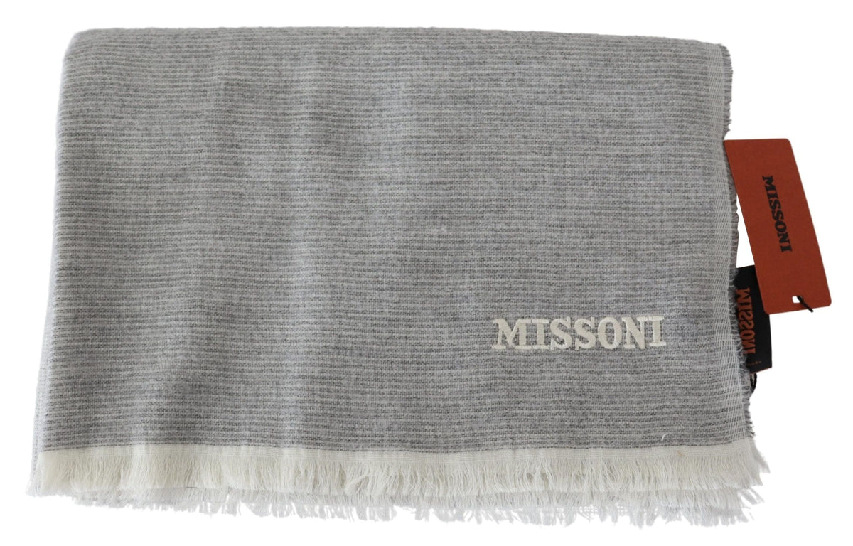 Écharpe élégante en laine beige Missoni avec détails brodés