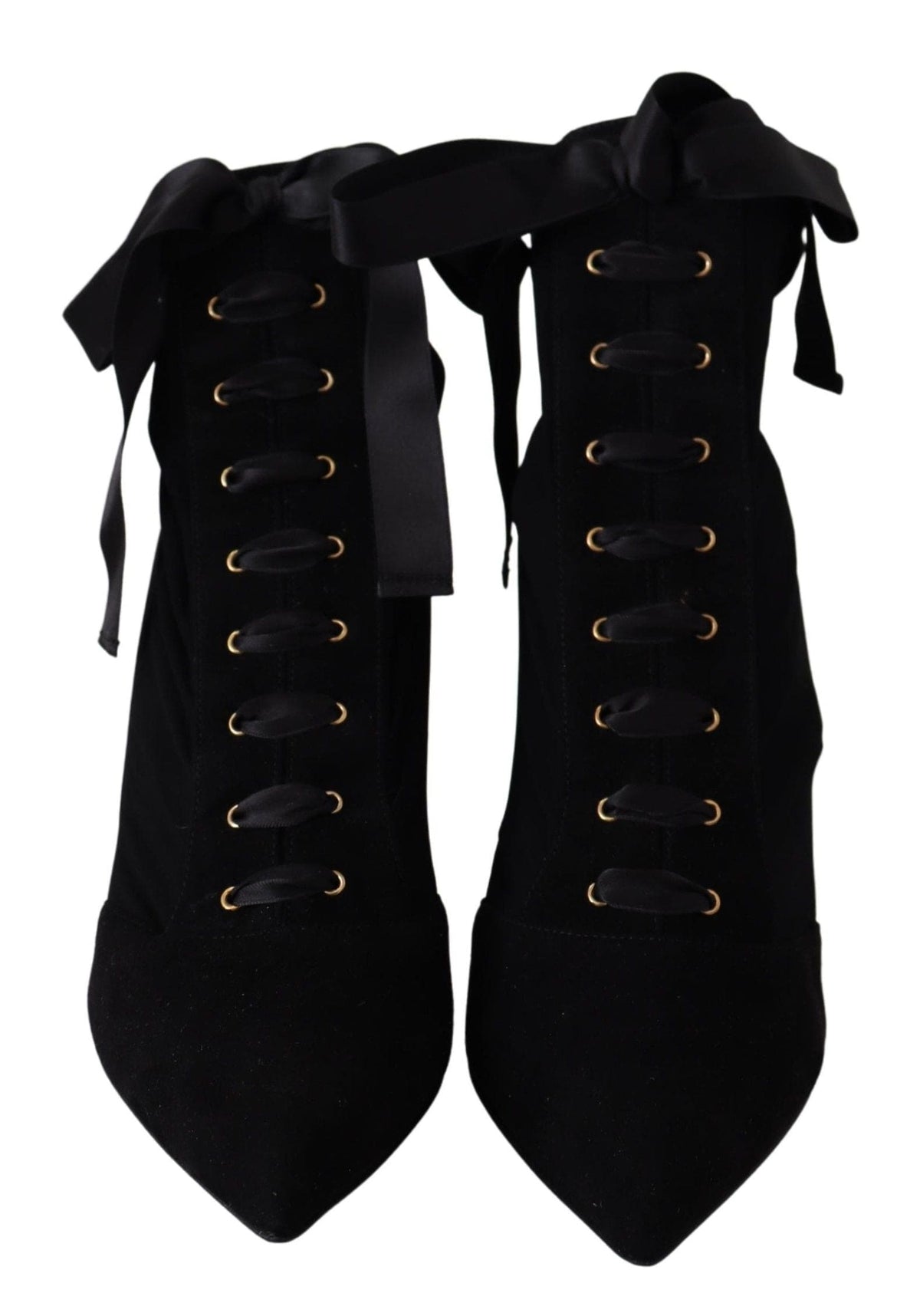 Bottines à talon noires élégantes Dolce &amp; Gabbana avec semelle en cuir