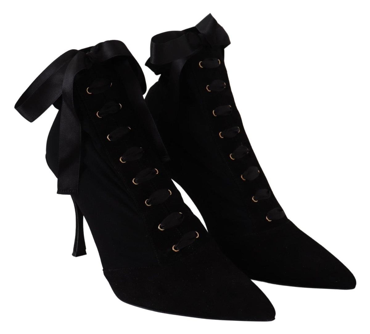 Bottines à talon noires élégantes Dolce &amp; Gabbana avec semelle en cuir