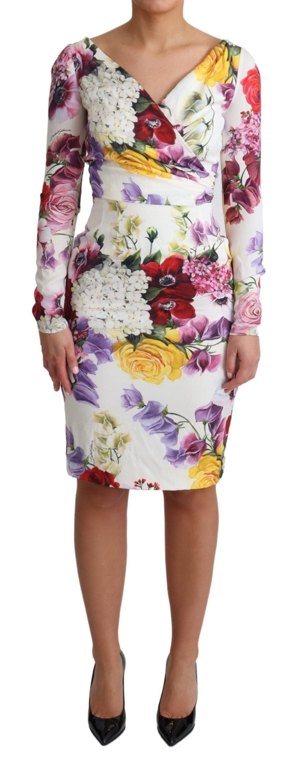 Robe fourreau en soie à imprimé floral Dolce &amp; Gabbana