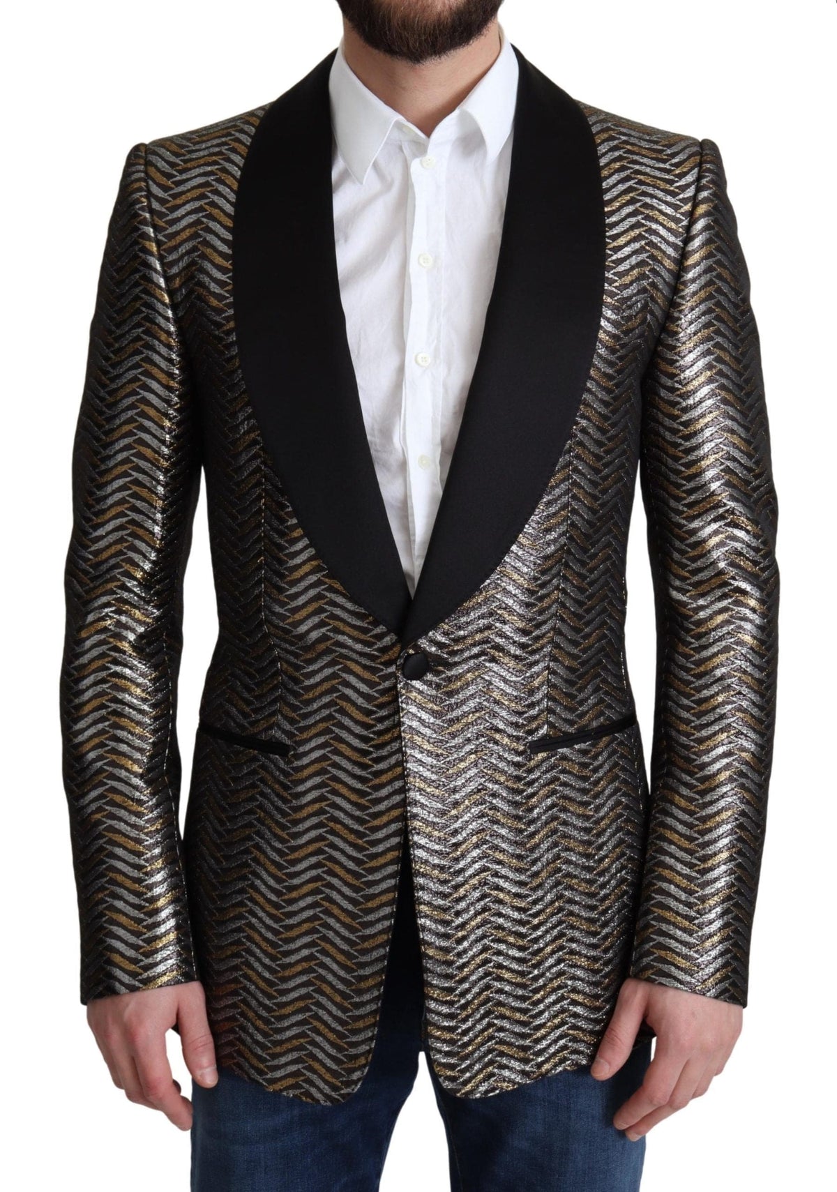 Veste blazer slim en jacquard métallisé élégant de Dolce &amp; Gabbana