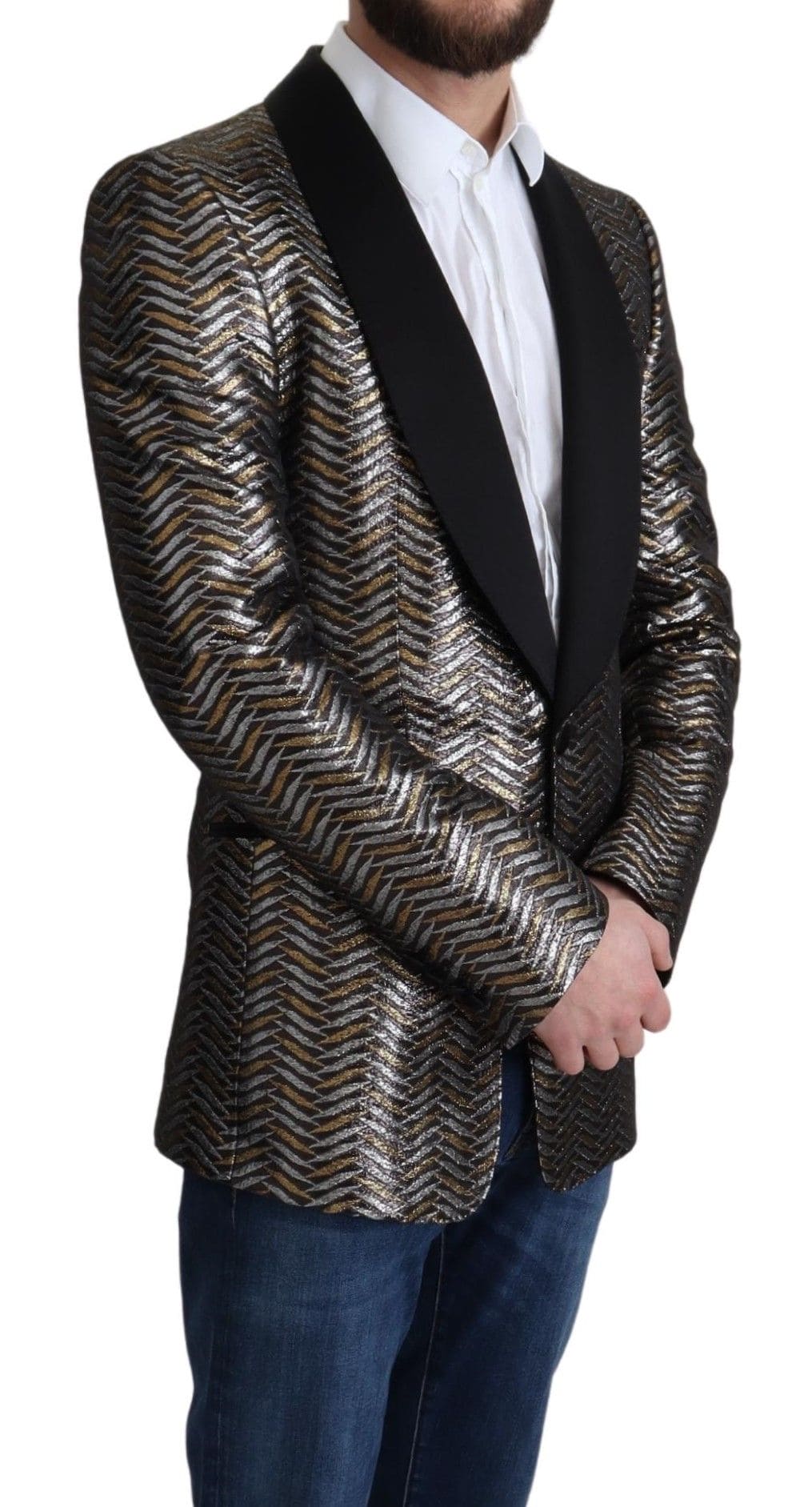 Veste blazer slim en jacquard métallisé élégant de Dolce &amp; Gabbana