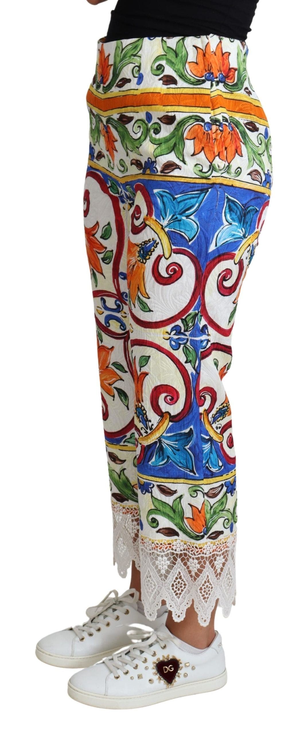 Pantalon court taille haute en majolique Dolce &amp; Gabbana