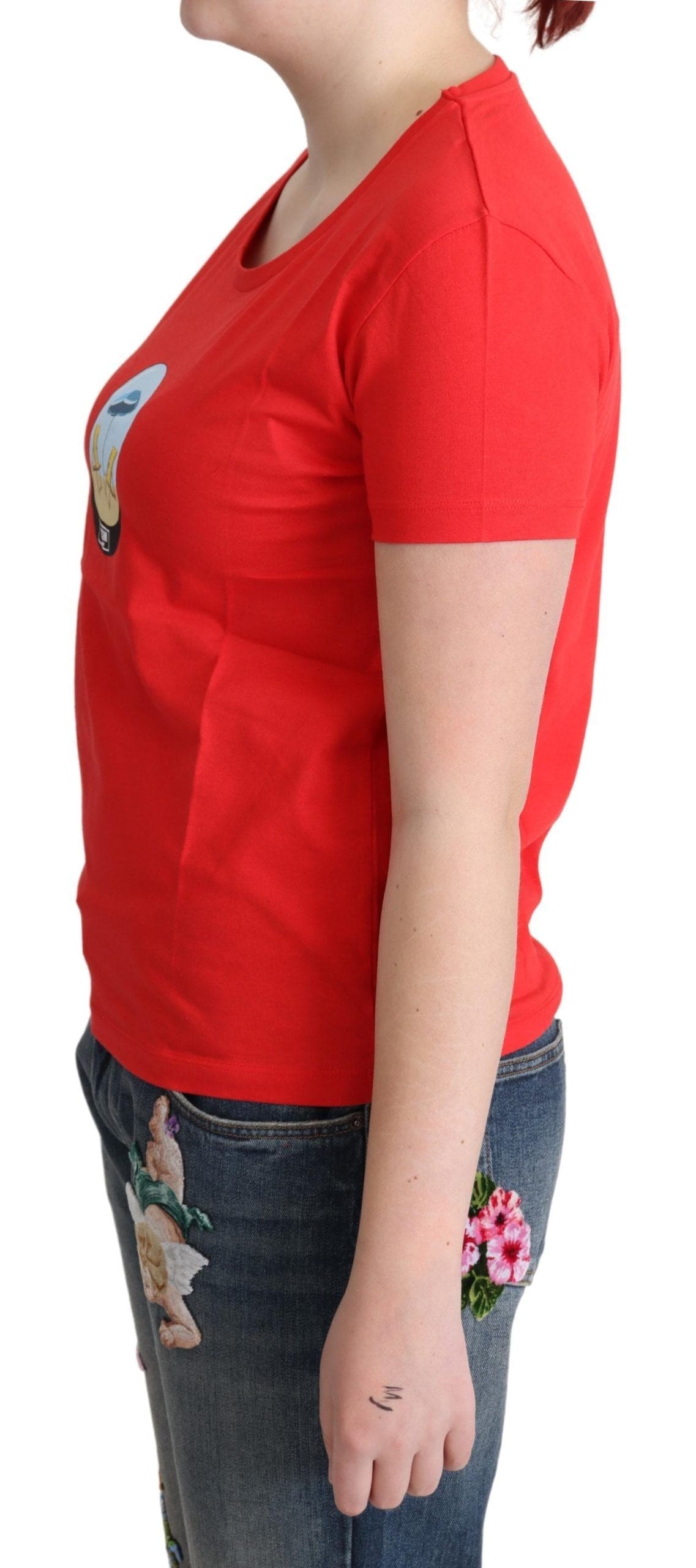 T-shirt en coton rouge Moschino Chic avec imprimé signature