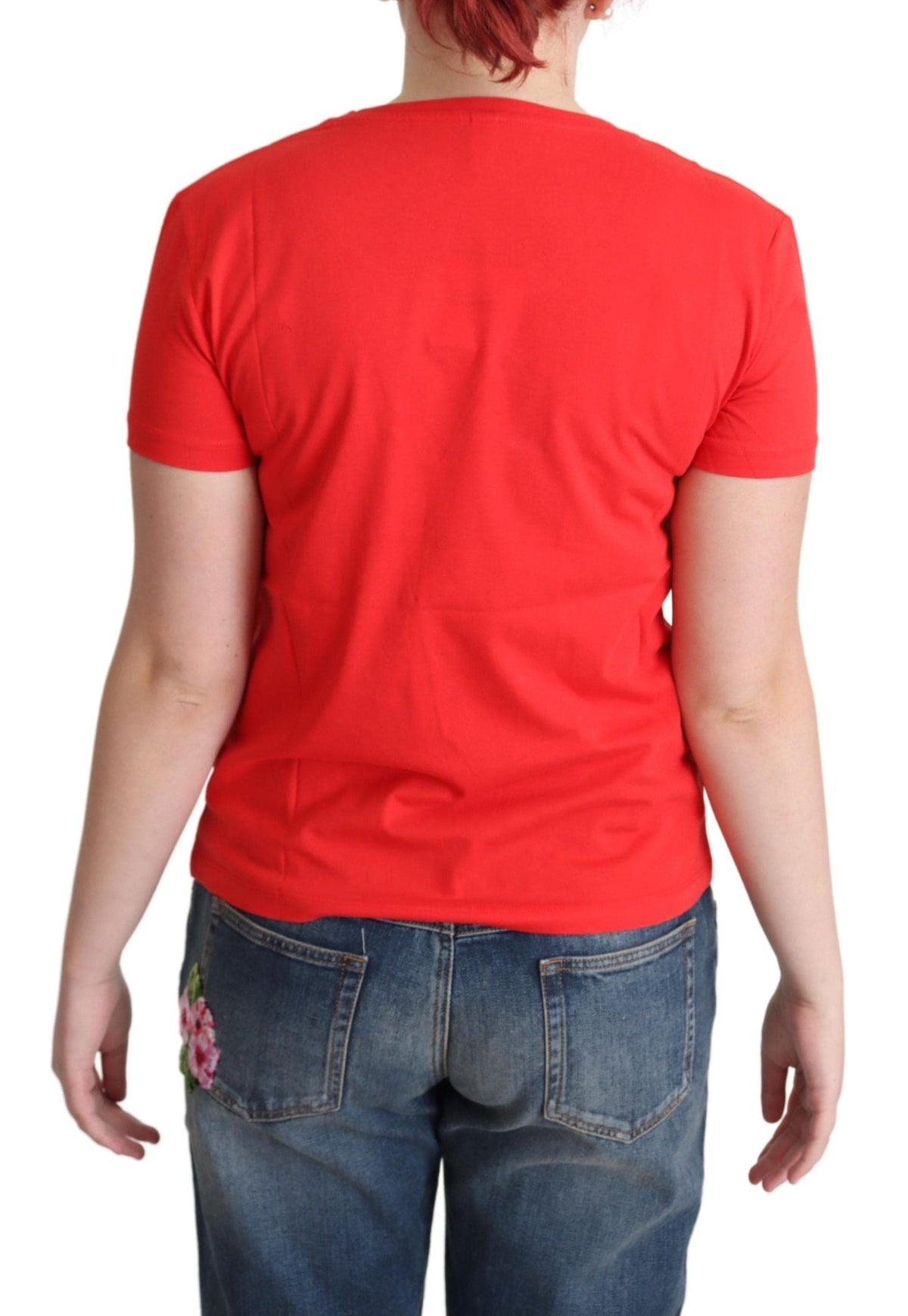 T-shirt en coton rouge Moschino Chic avec imprimé signature