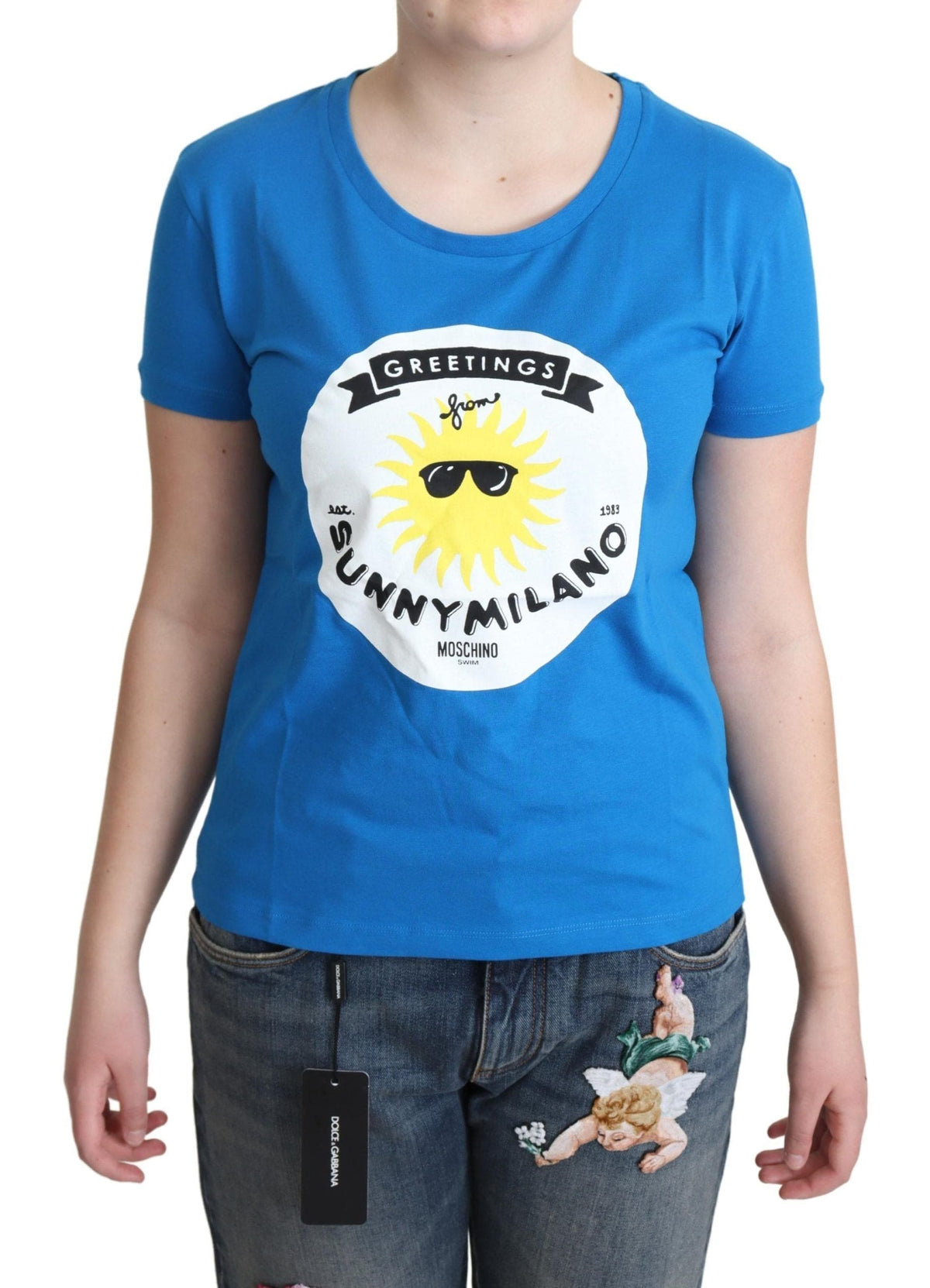 T-shirt à col rond chic Moschino Sunny Milano