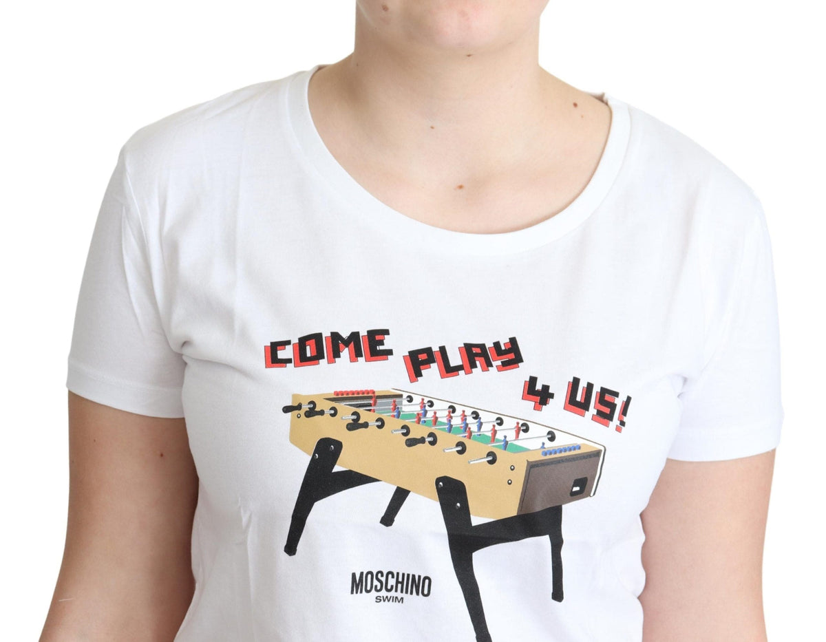 T-shirt à col rond en coton Moschino Chic avec imprimé ludique