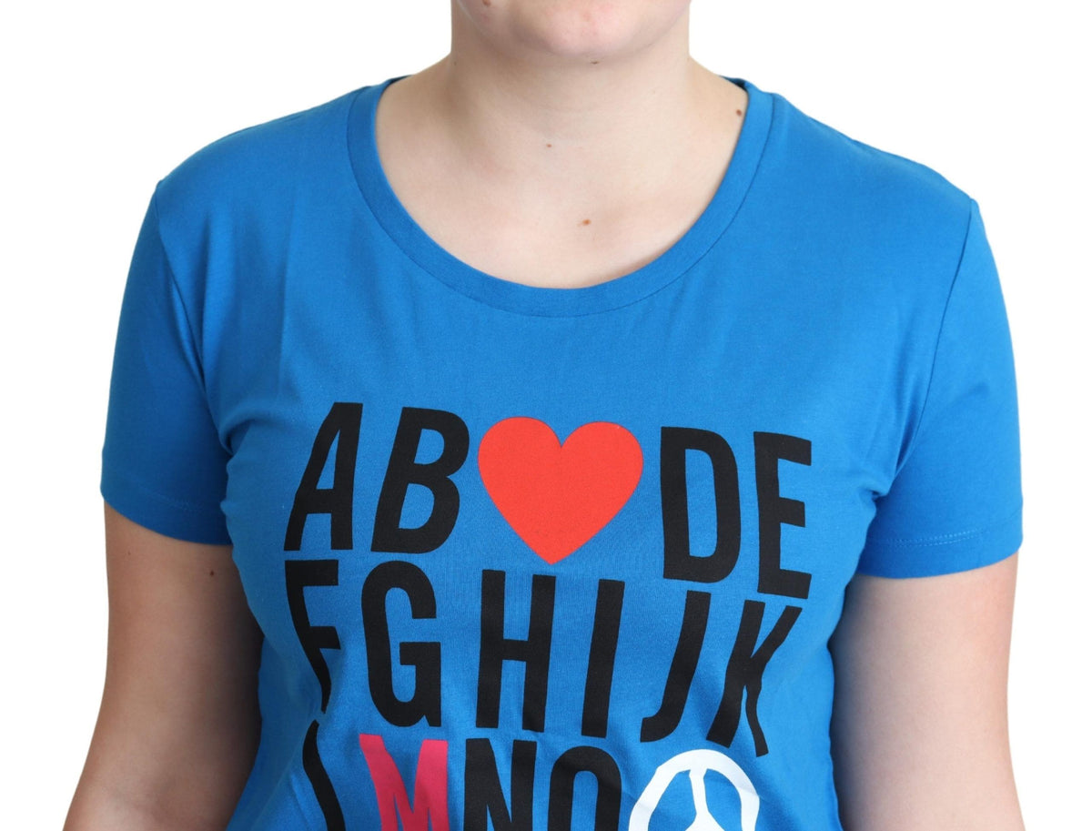 Camiseta de algodón con letras del alfabeto de Moschino Chic en azul