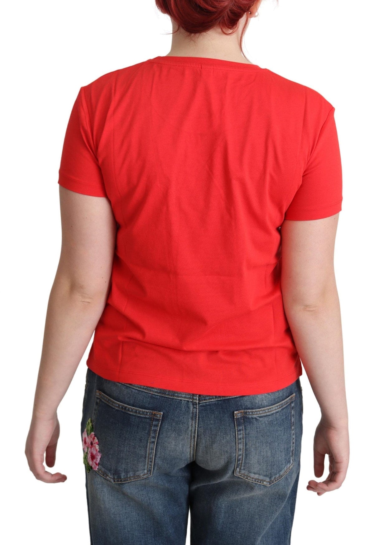 T-shirt en coton rouge à imprimé graphique Moschino Chic