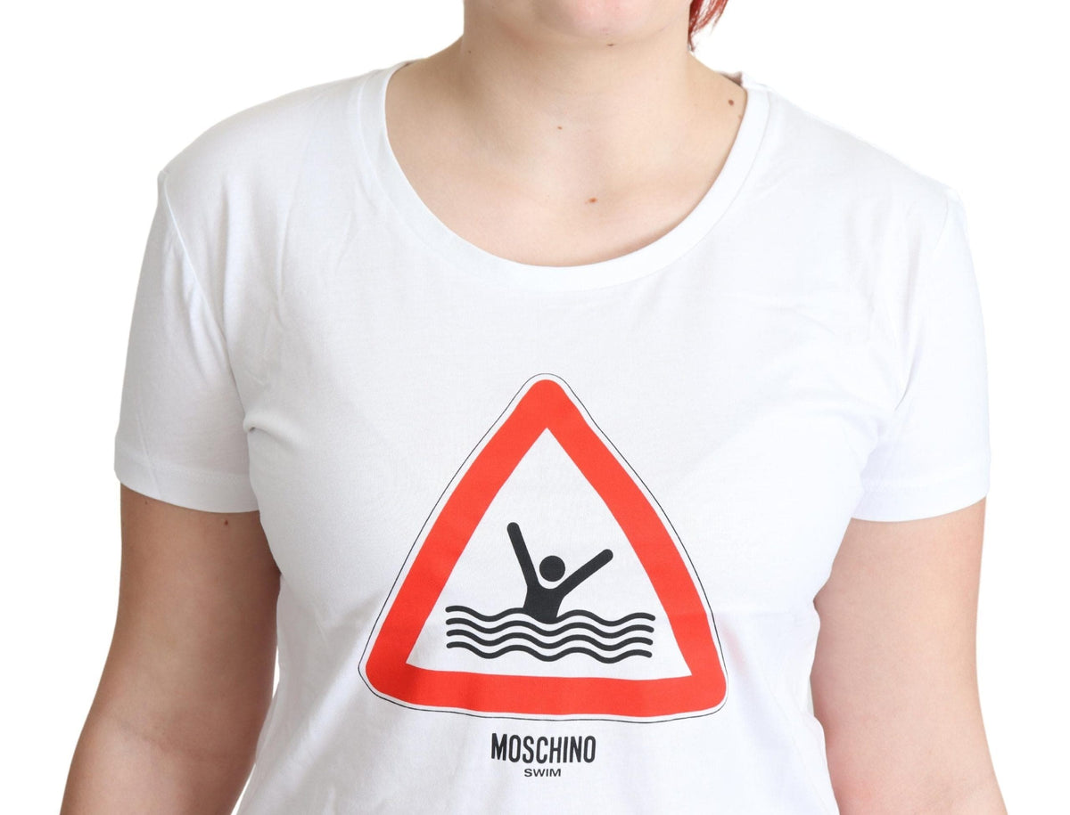 Camiseta de algodón con gráfico de triángulos elegante de Moschino