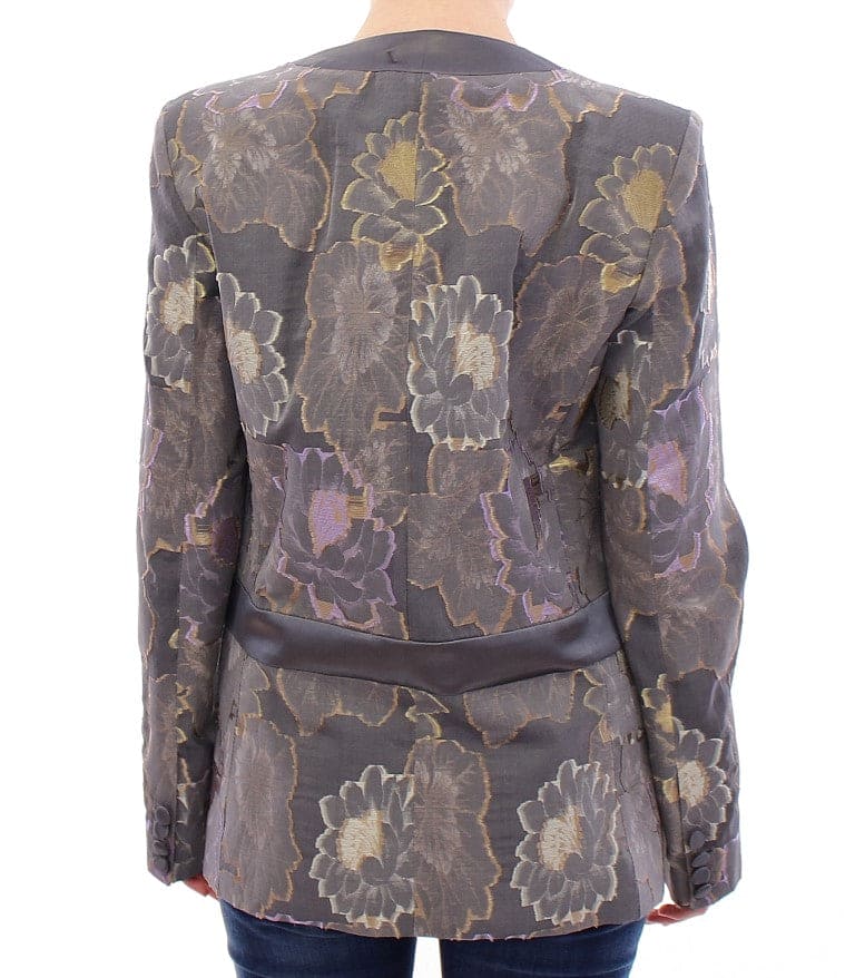 Blazer elegante de seda con estampado floral de un botón de Roberto Fragata