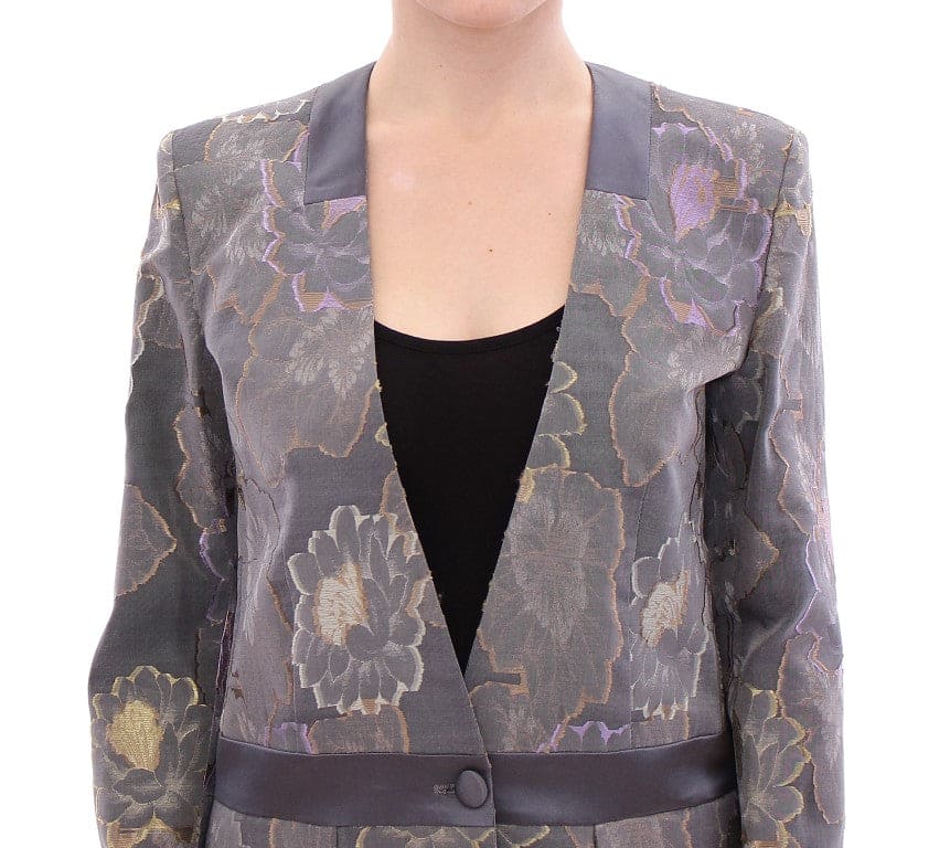 Blazer elegante de seda con estampado floral de un botón de Roberto Fragata