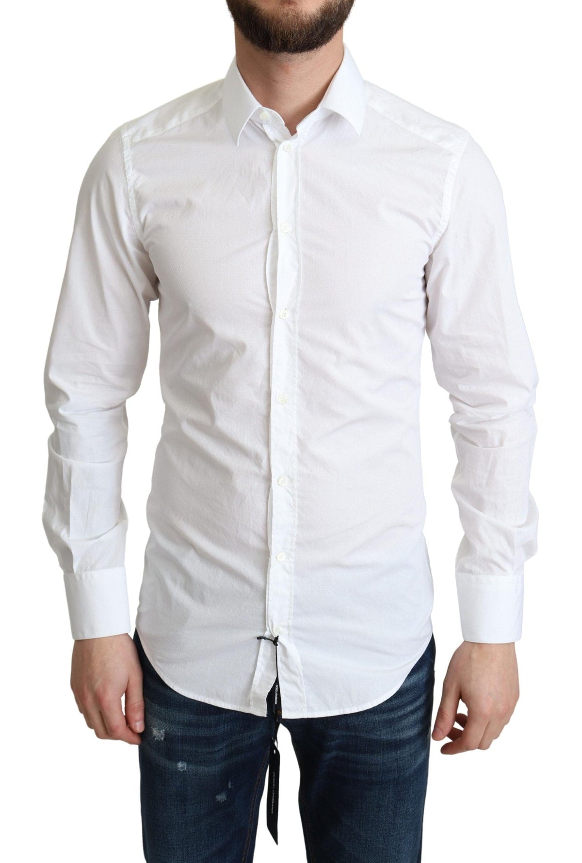 Chemise élégante en coton blanc Dolce &amp; Gabbana