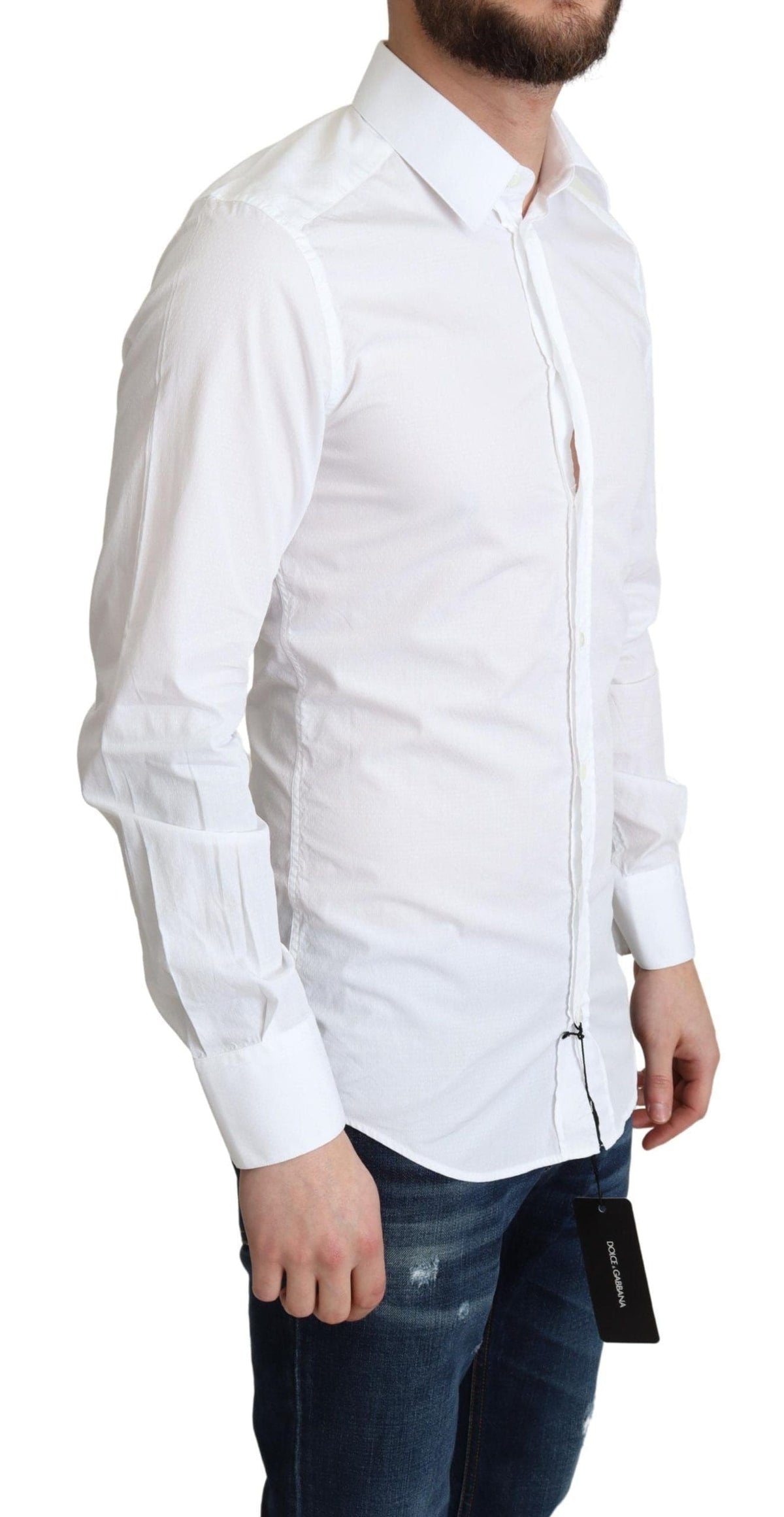 Chemise élégante en coton blanc Dolce &amp; Gabbana