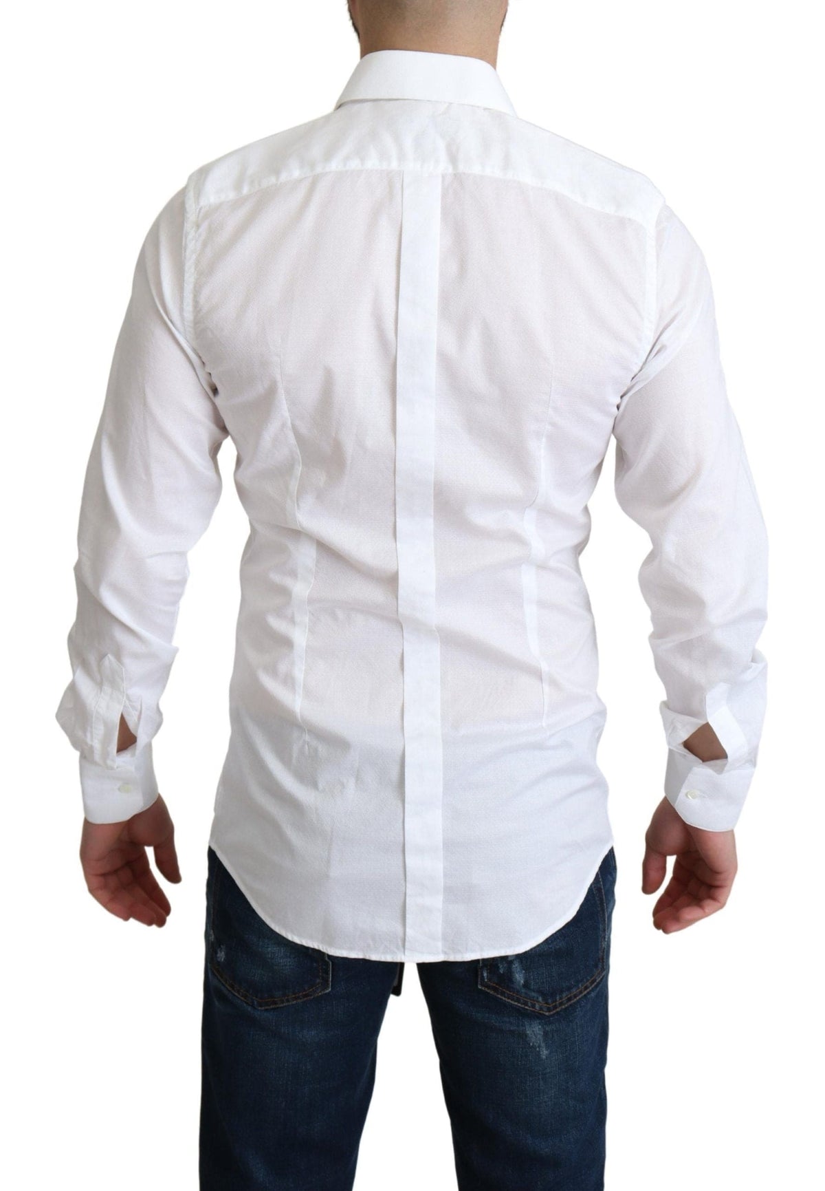 Camisa elegante de algodón blanca de Dolce &amp; Gabbana de corte ajustado