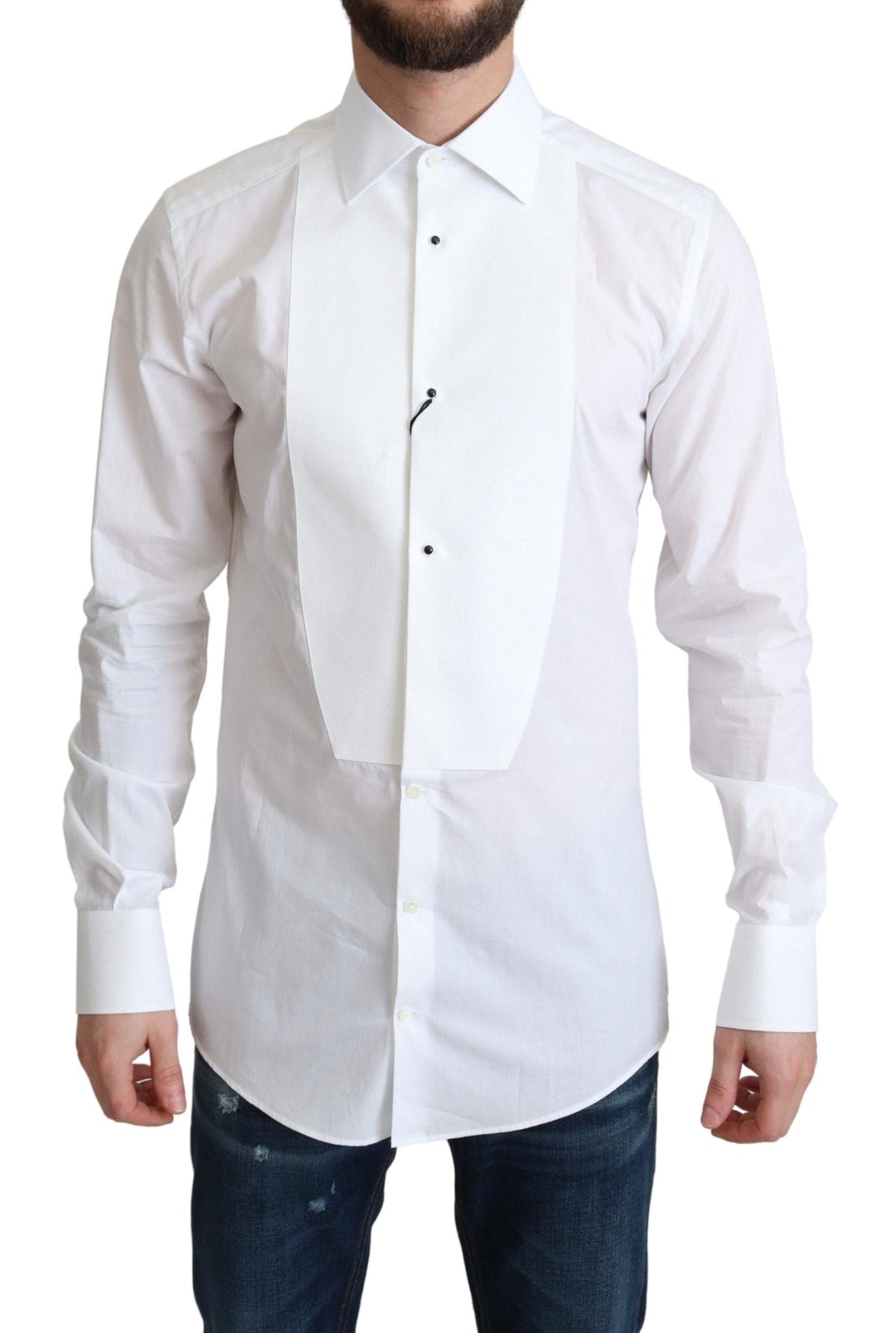 Chemise habillée élégante en coton blanc Dolce &amp; Gabbana