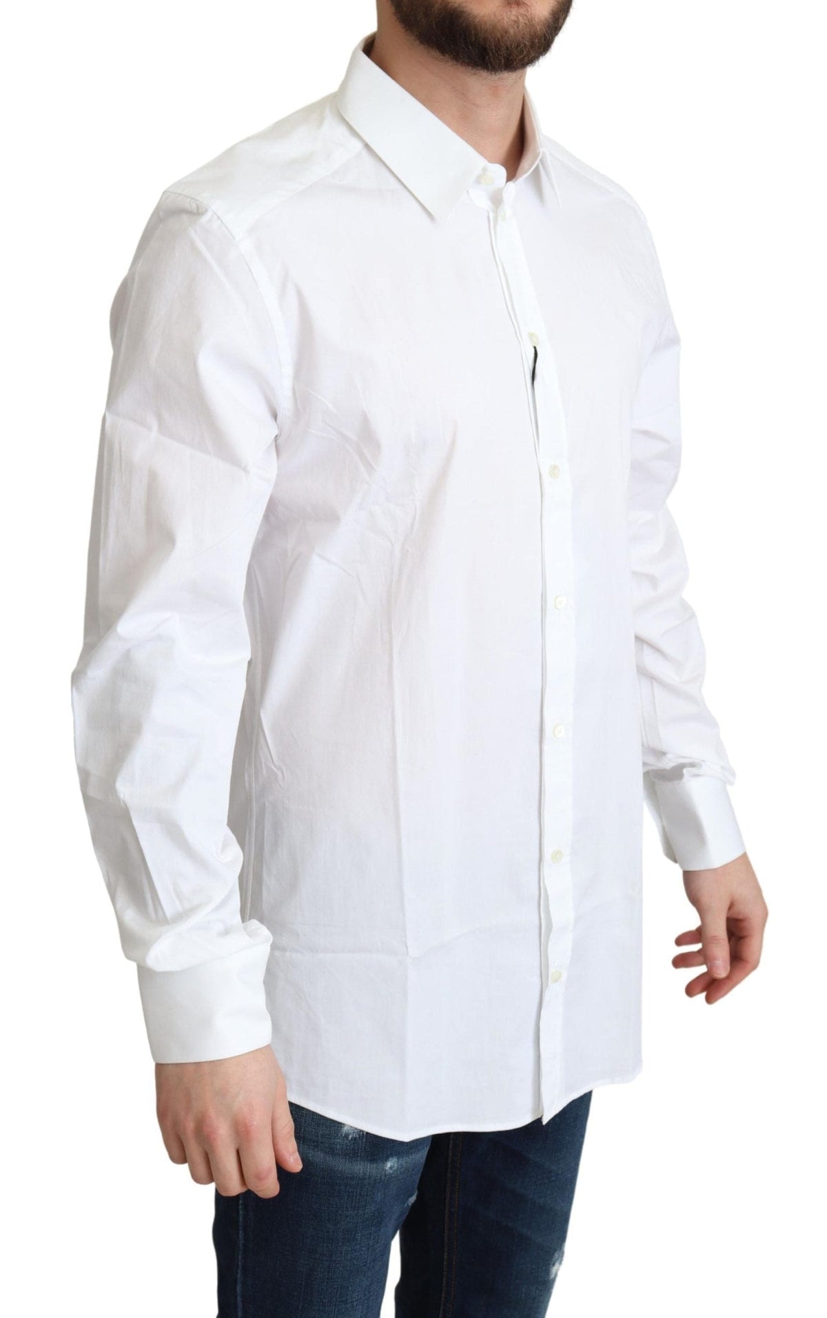 Chemise habillée élégante en coton stretch blanc Dolce &amp; Gabbana