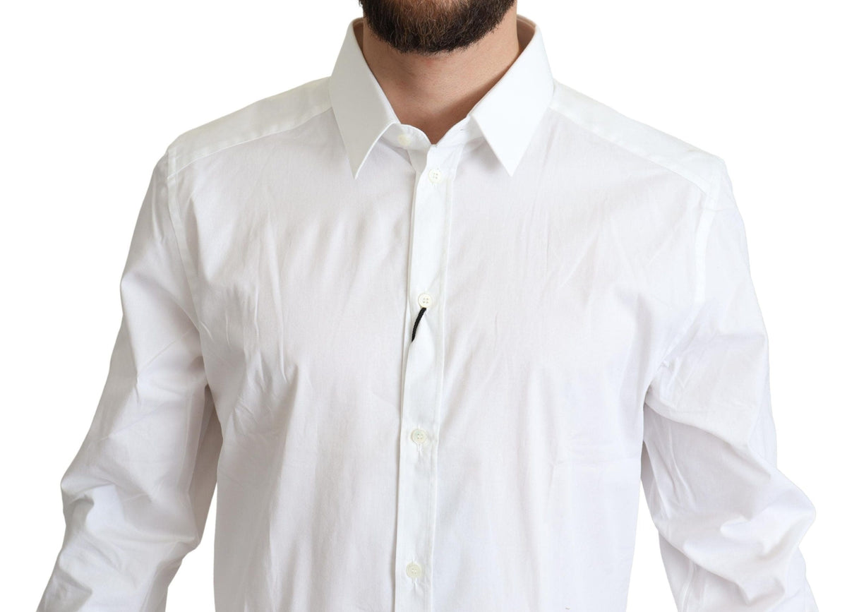 Camisa elegante de algodón elástico en color blanco de Dolce &amp; Gabbana