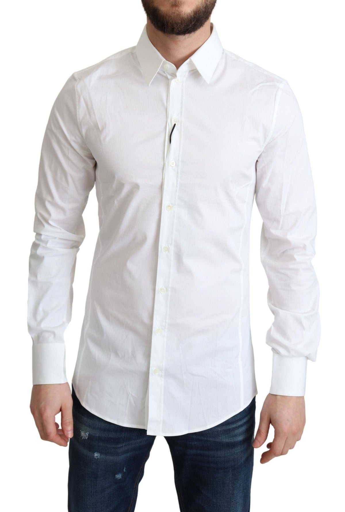 Chemise habillée élégante en coton stretch blanc Dolce &amp; Gabbana