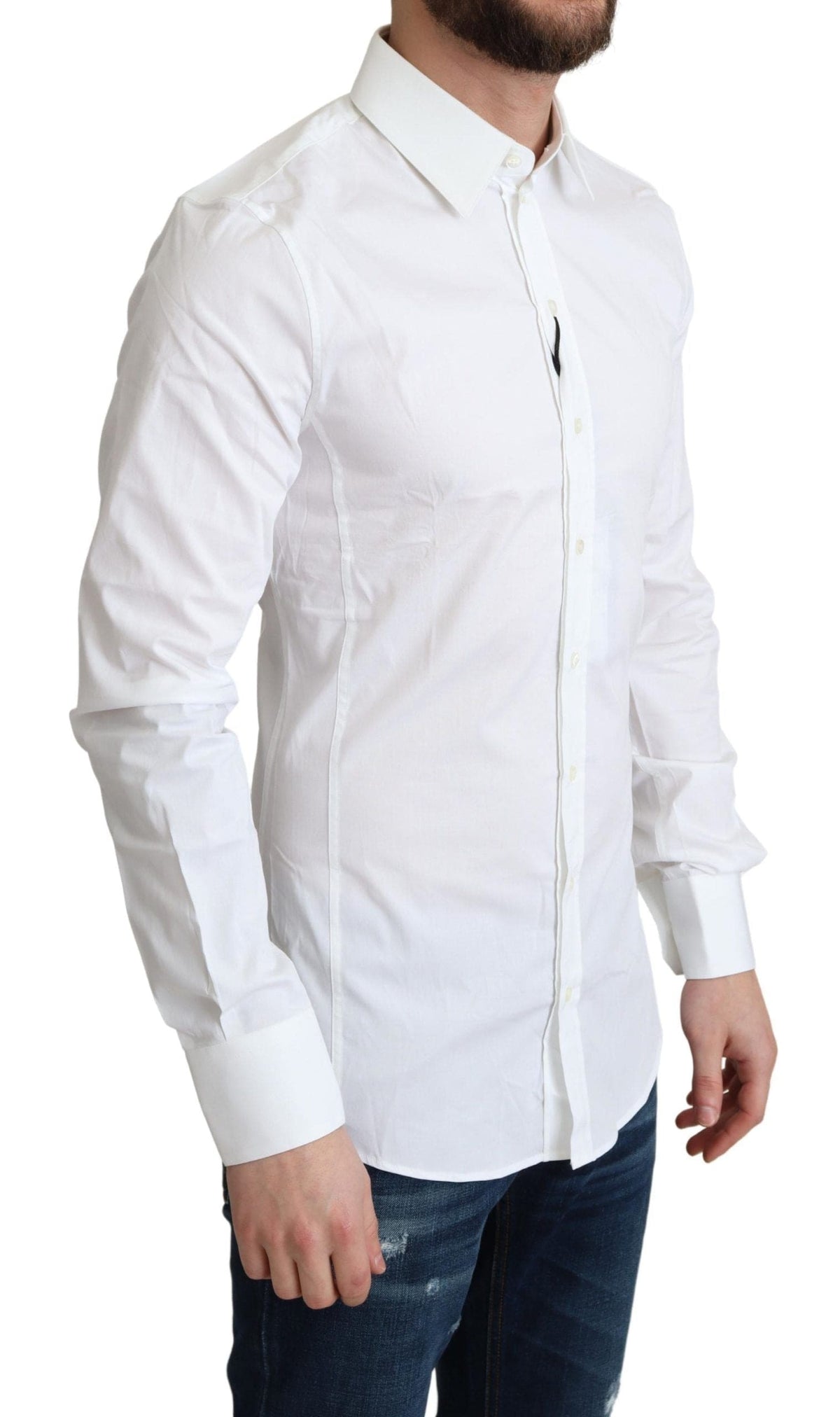 Chemise habillée élégante en coton stretch blanc Dolce &amp; Gabbana