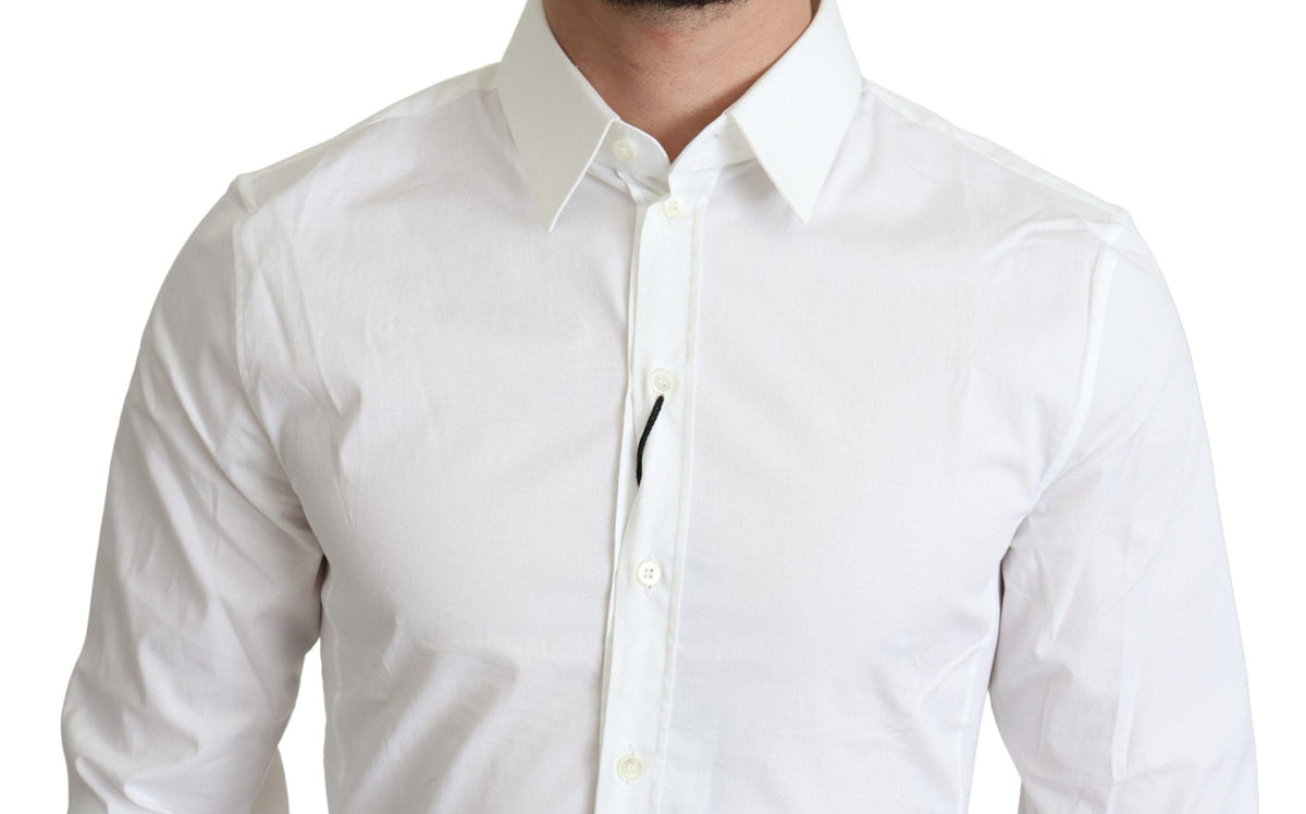 Camisa elegante de algodón elástico en color blanco de Dolce &amp; Gabbana