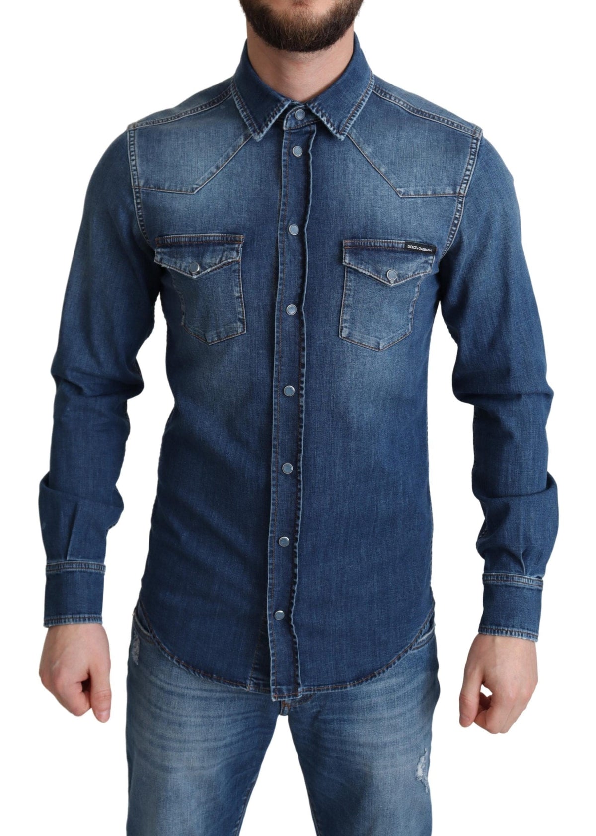 Chemise décontractée élégante à manches longues en denim Dolce &amp; Gabbana