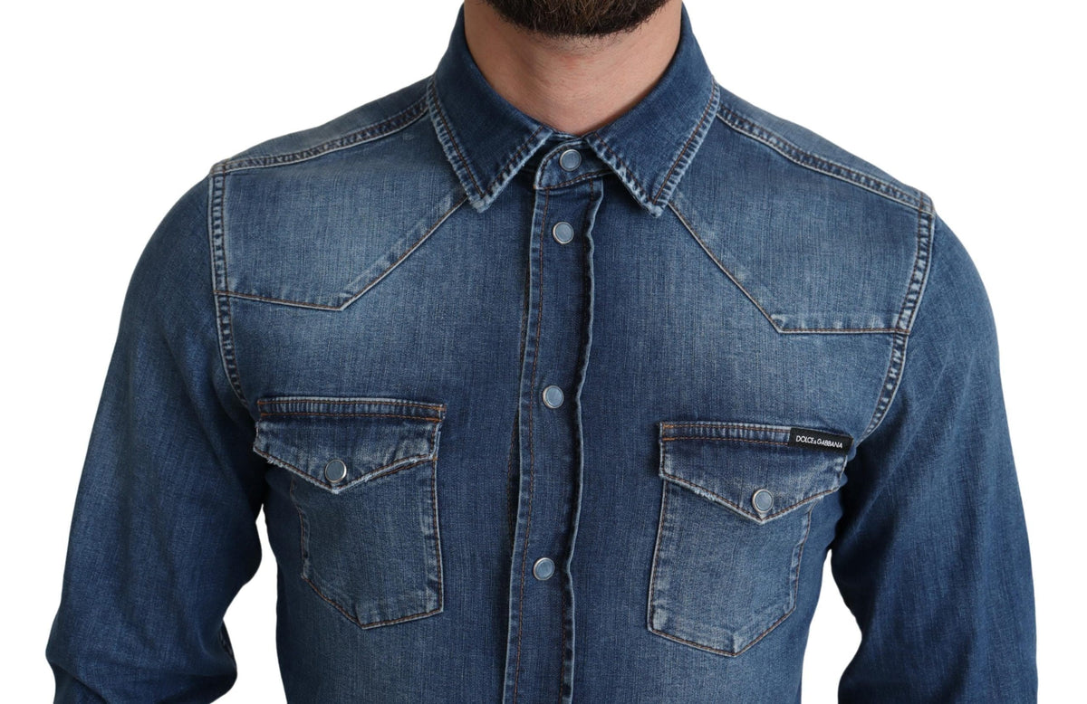 Chemise décontractée élégante à manches longues en denim Dolce &amp; Gabbana