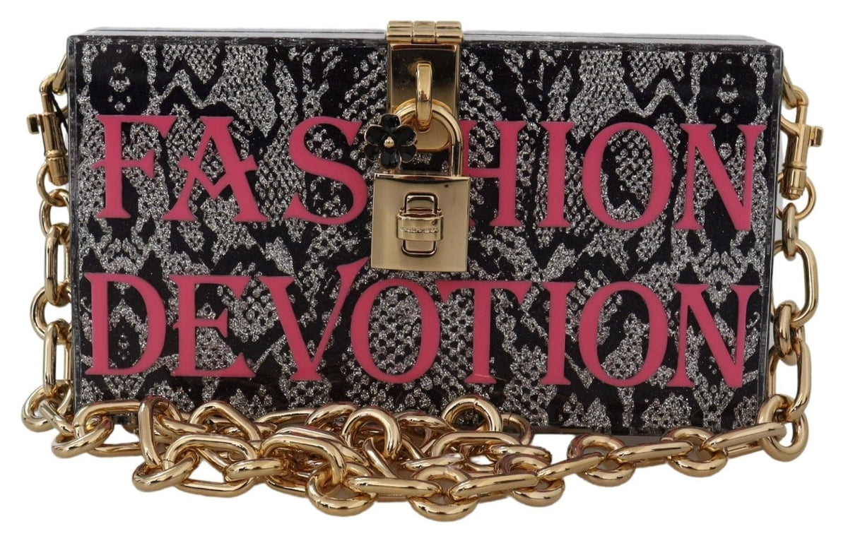 Clutch Dolce Box de resina gris con detalles dorados de Dolce &amp; Gabbana