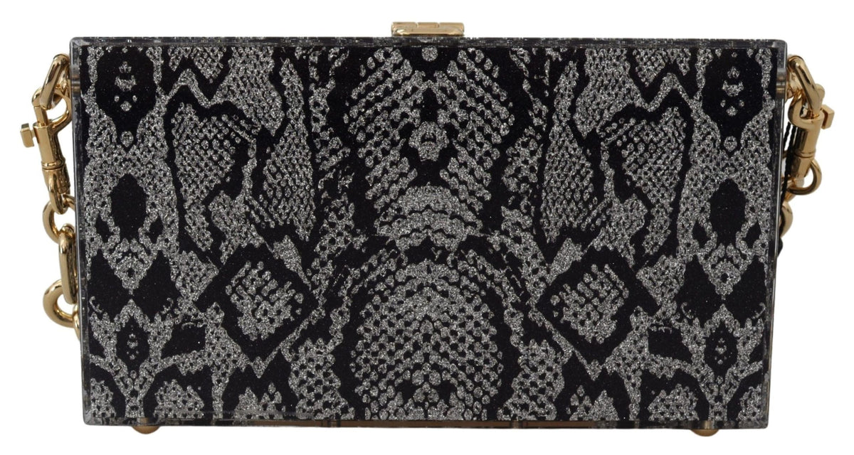 Clutch Dolce Box de resina gris con detalles dorados de Dolce &amp; Gabbana