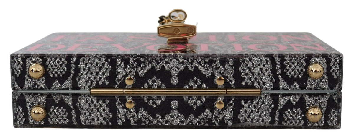 Pochette Dolce Box en résine grise avec détails dorés de Dolce &amp; Gabbana