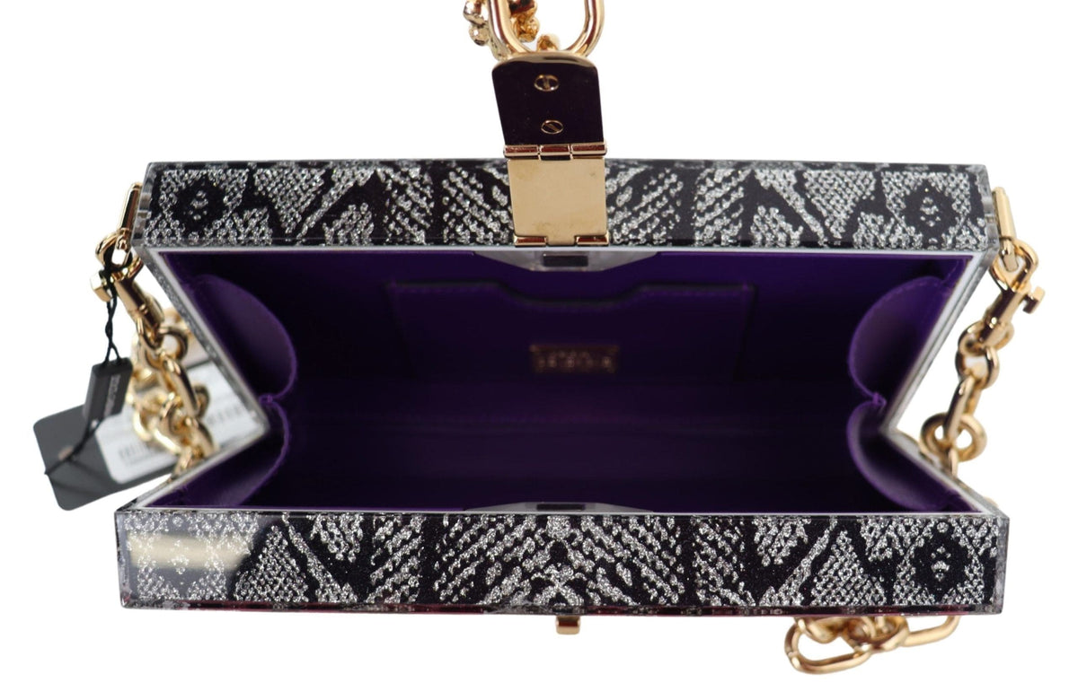 Pochette Dolce Box en résine grise avec détails dorés de Dolce &amp; Gabbana