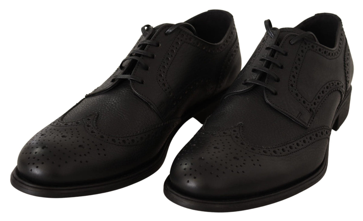 Elegantes zapatos Derby de piel negra con punta de ala de Dolce &amp; Gabbana